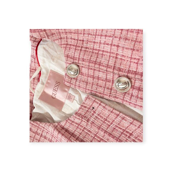 NWT Guess Alara Pink Matching Tweed Set SZ S Blazer and Crop Tank Top - Picture 11 of 15